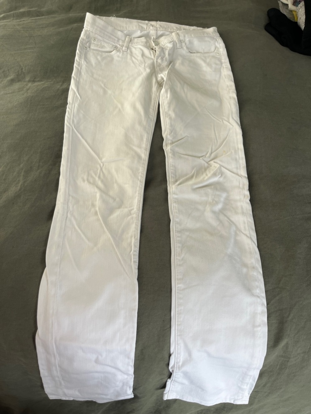 7 For All Mankind White Straight-Leg Jeans